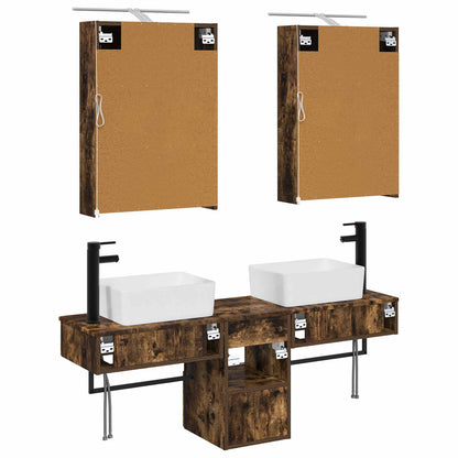 vidaXL Bathroom Cabinet Set 5 pcs Smoked Oak 50 x 14.5 x 70 cm