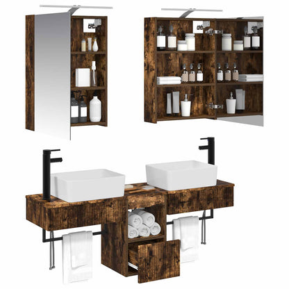 vidaXL Bathroom Cabinet Set 5 pcs Smoked Oak 50 x 14.5 x 70 cm