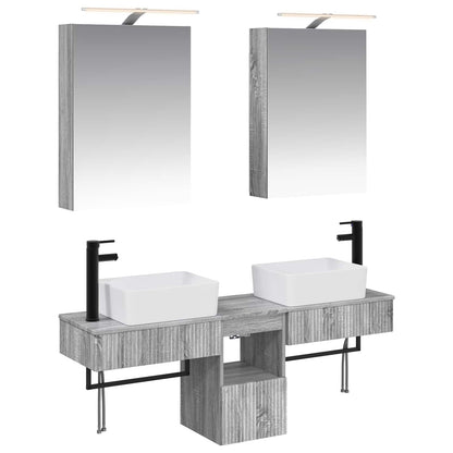 vidaXL Bathroom Cabinet Set 5 pcs Grey Sonoma 50 x 14.5 x 70 cm