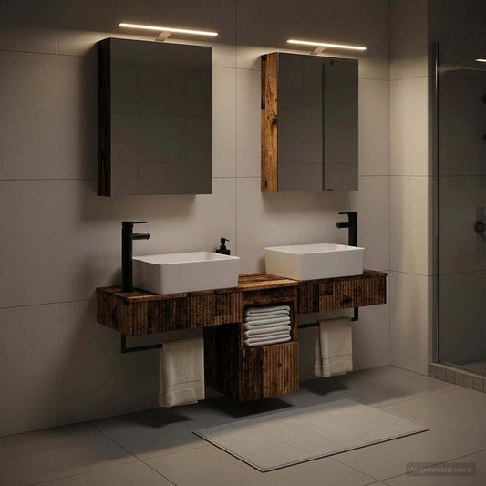 vidaXL Bathroom Cabinet Set 5 pcs Old Wood Engineered Wood