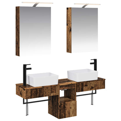 vidaXL Bathroom Cabinet Set 5 pcs Old Wood 50 x 14.5 x 70 cm