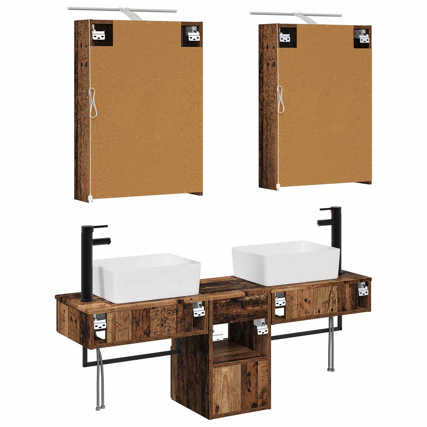 vidaXL Bathroom Cabinet Set 5 pcs Old Wood 50 x 14.5 x 70 cm