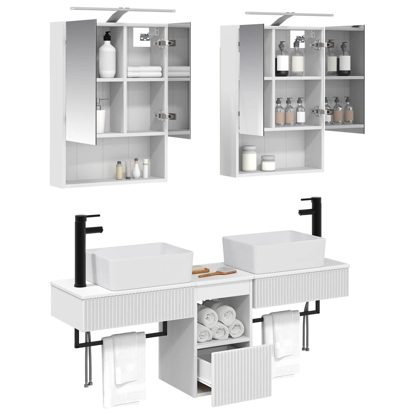 vidaXL Bathroom Cabinet Set 5 pcs White 50 x 14.5 x 70 cm