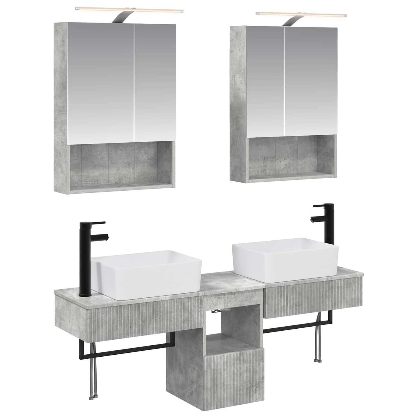 vidaXL Bathroom Cabinet Set 5 pcs Concrete Grey 50 x 14.5 x 70 cm