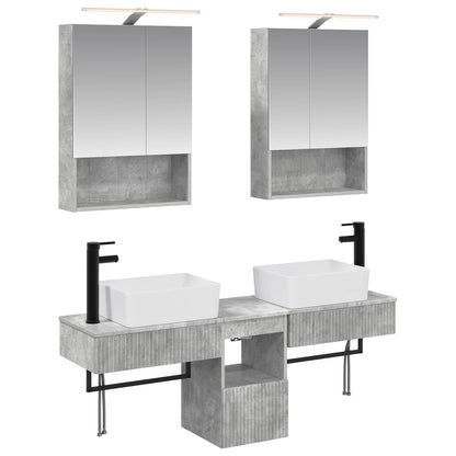vidaXL Bathroom Cabinet Set 5 pcs Concrete Grey 50 x 14.5 x 70 cm