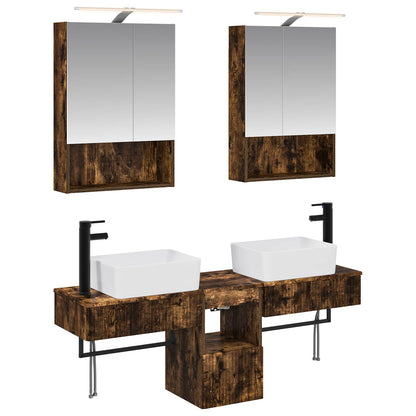 vidaXL Bathroom Cabinet Set 5 pcs Smoked Oak 50 x 14.5 x 70 cm