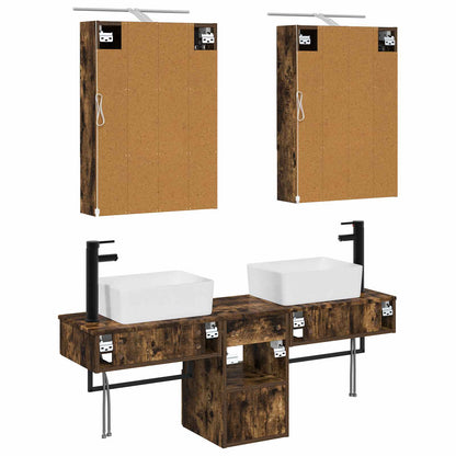 vidaXL Bathroom Cabinet Set 5 pcs Smoked Oak 50 x 14.5 x 70 cm