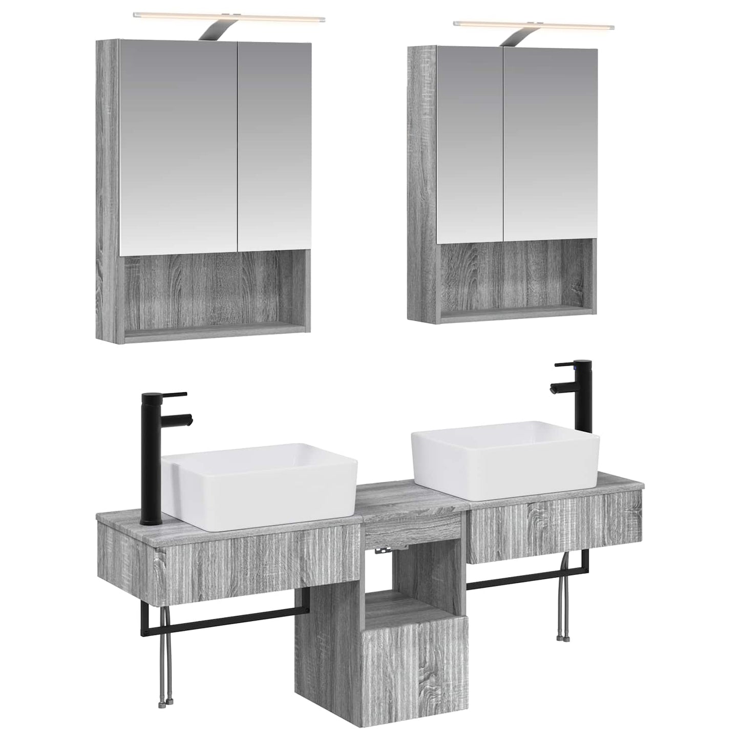 vidaXL Bathroom Cabinet Set 5 pcs Grey Sonoma 50 x 14.5 x 70 cm