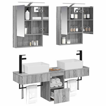 vidaXL Bathroom Cabinet Set 5 pcs Grey Sonoma 50 x 14.5 x 70 cm