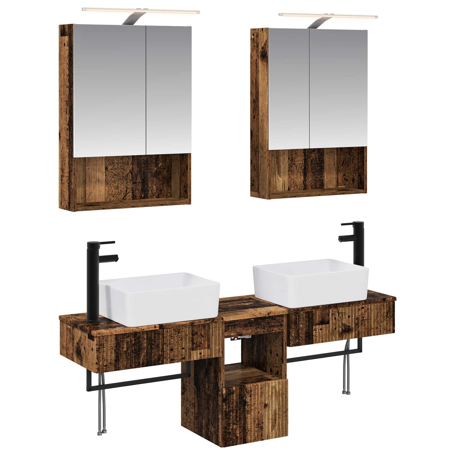 vidaXL Bathroom Cabinet Set 5 pcs Old Wood 50 x 14.5 x 70 cm