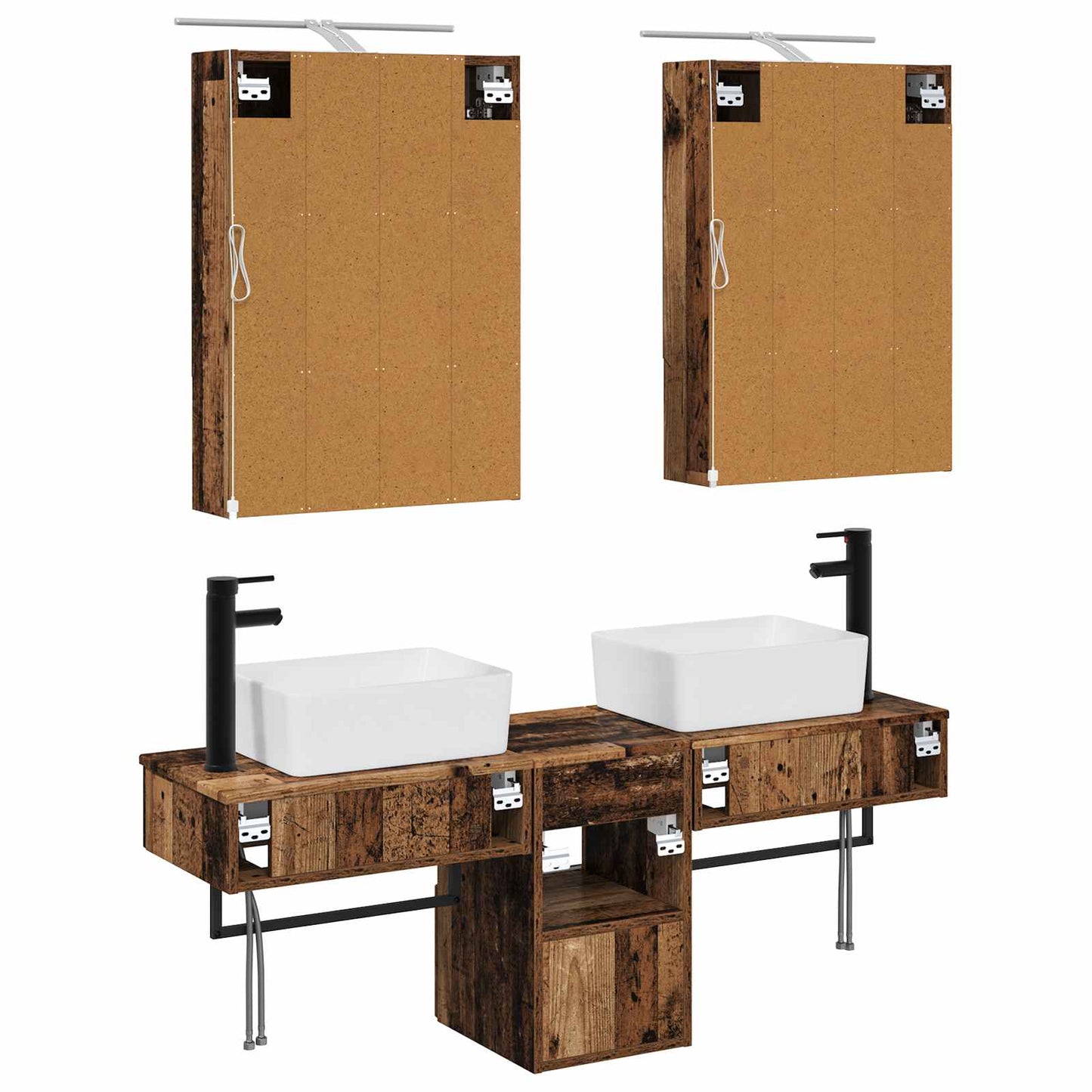 vidaXL Bathroom Cabinet Set 5 pcs Old Wood 50 x 14.5 x 70 cm