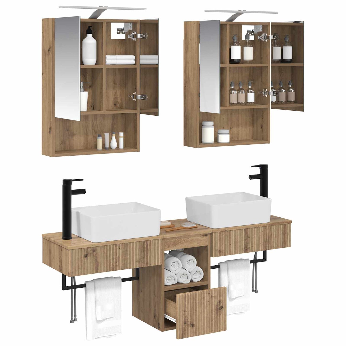 vidaXL Bathroom Cabinet Set 5 pcs Artisan Oak 50 x 14.5 x 70 cm