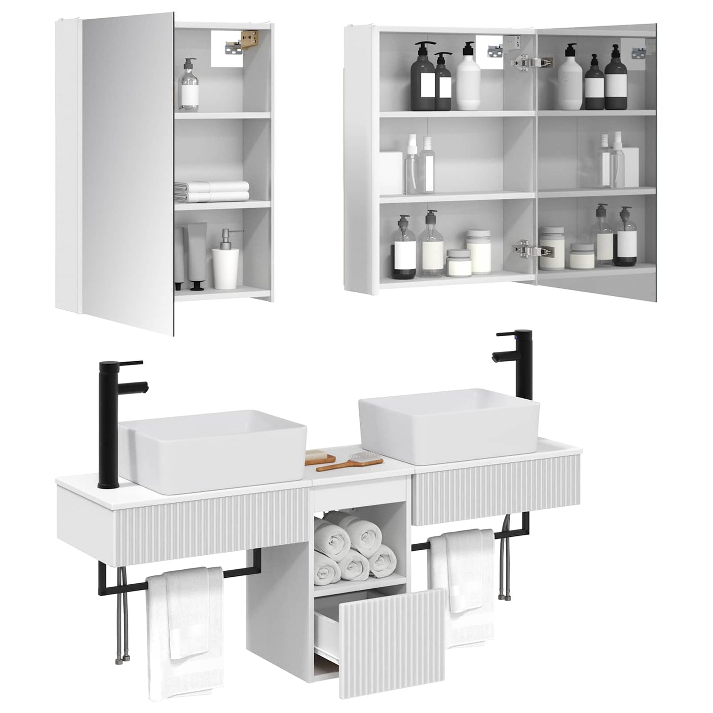 vidaXL Bathroom Cabinet Set 5 pcs White 53 x 15.5 x 70 cm