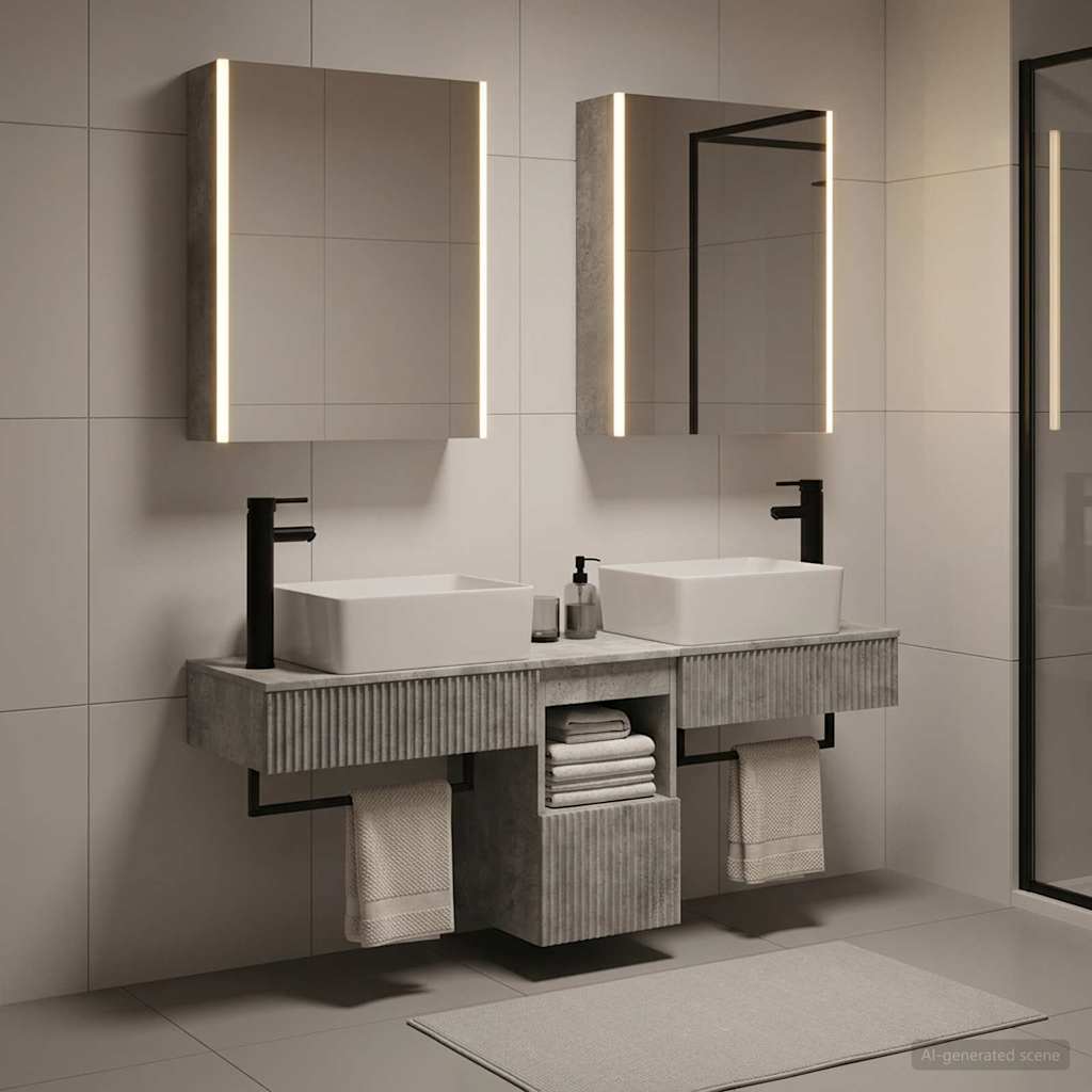 vidaXL Bathroom Cabinet Set 5 pcs Concrete Grey Engineered Wood