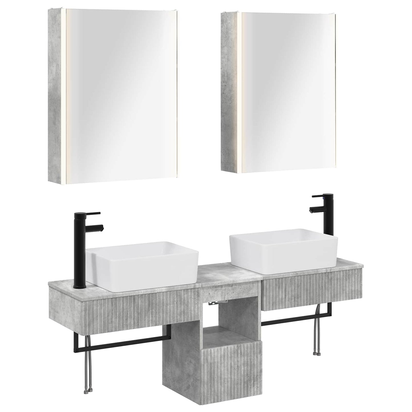 vidaXL Bathroom Cabinet Set 5 pcs Concrete Grey 53 x 15.5 x 70 cm