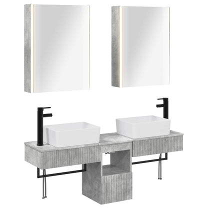 vidaXL Bathroom Cabinet Set 5 pcs Concrete Grey 53 x 15.5 x 70 cm