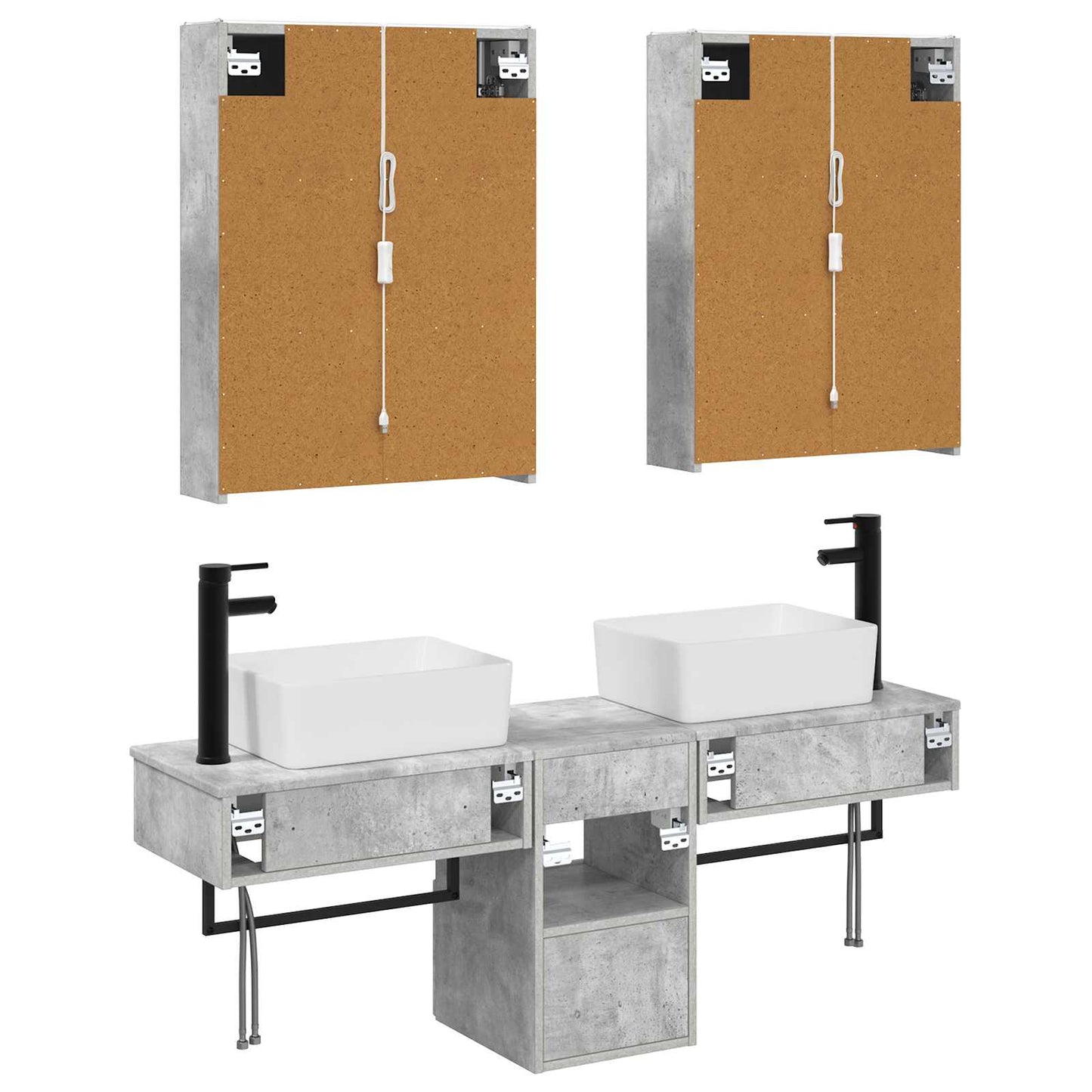 vidaXL Bathroom Cabinet Set 5 pcs Concrete Grey 53 x 15.5 x 70 cm