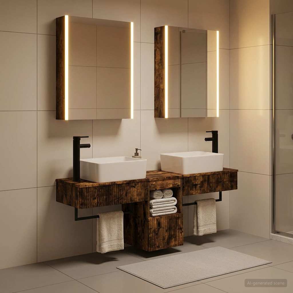 vidaXL Bathroom Cabinet Set 5 pcs Smoked Oak Engineered Wood