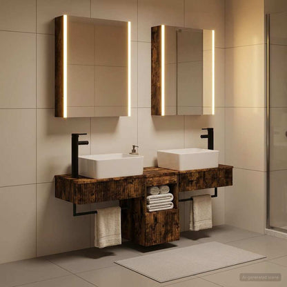 vidaXL Bathroom Cabinet Set 5 pcs Smoked Oak Engineered Wood