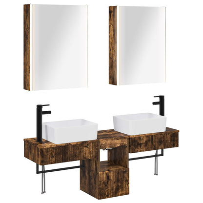 vidaXL Bathroom Cabinet Set 5 pcs Smoked Oak 53 x 15.5 x 70 cm