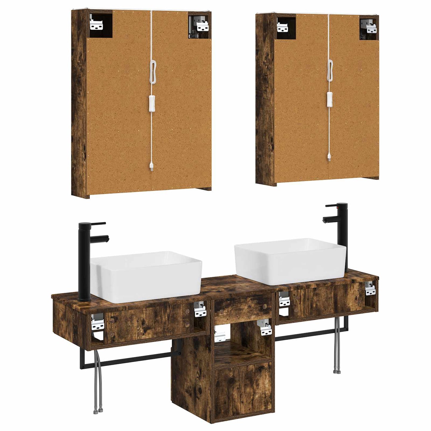 vidaXL Bathroom Cabinet Set 5 pcs Smoked Oak 53 x 15.5 x 70 cm