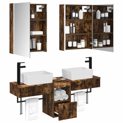 vidaXL Bathroom Cabinet Set 5 pcs Smoked Oak 53 x 15.5 x 70 cm