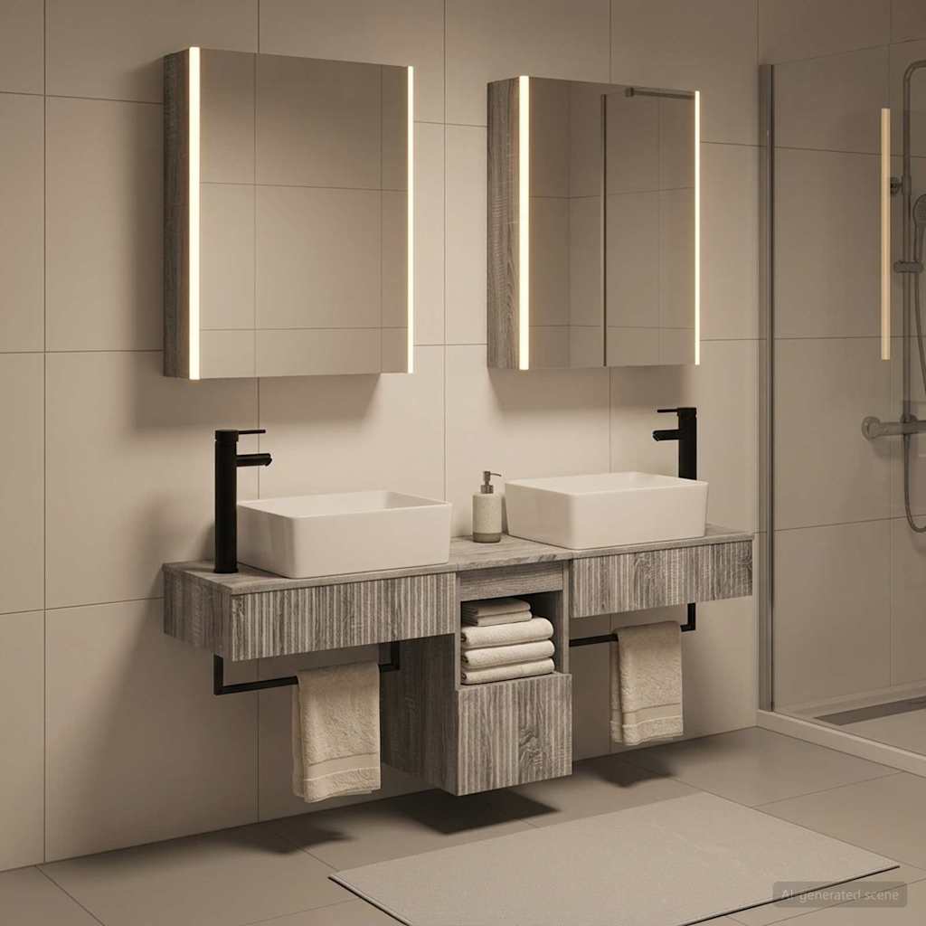 vidaXL Bathroom Cabinet Set 5 pcs Grey Sonoma Engineered Wood