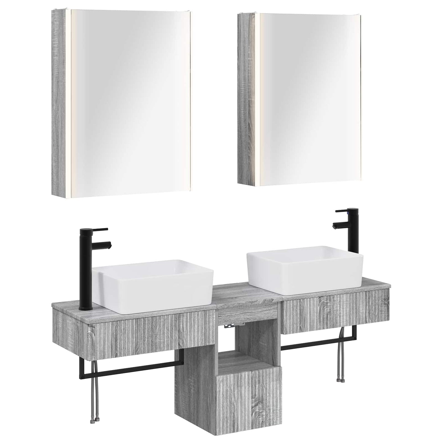vidaXL Bathroom Cabinet Set 5 pcs Grey Sonoma 53 x 15.5 x 70 cm