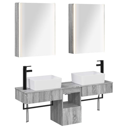 vidaXL Bathroom Cabinet Set 5 pcs Grey Sonoma 53 x 15.5 x 70 cm