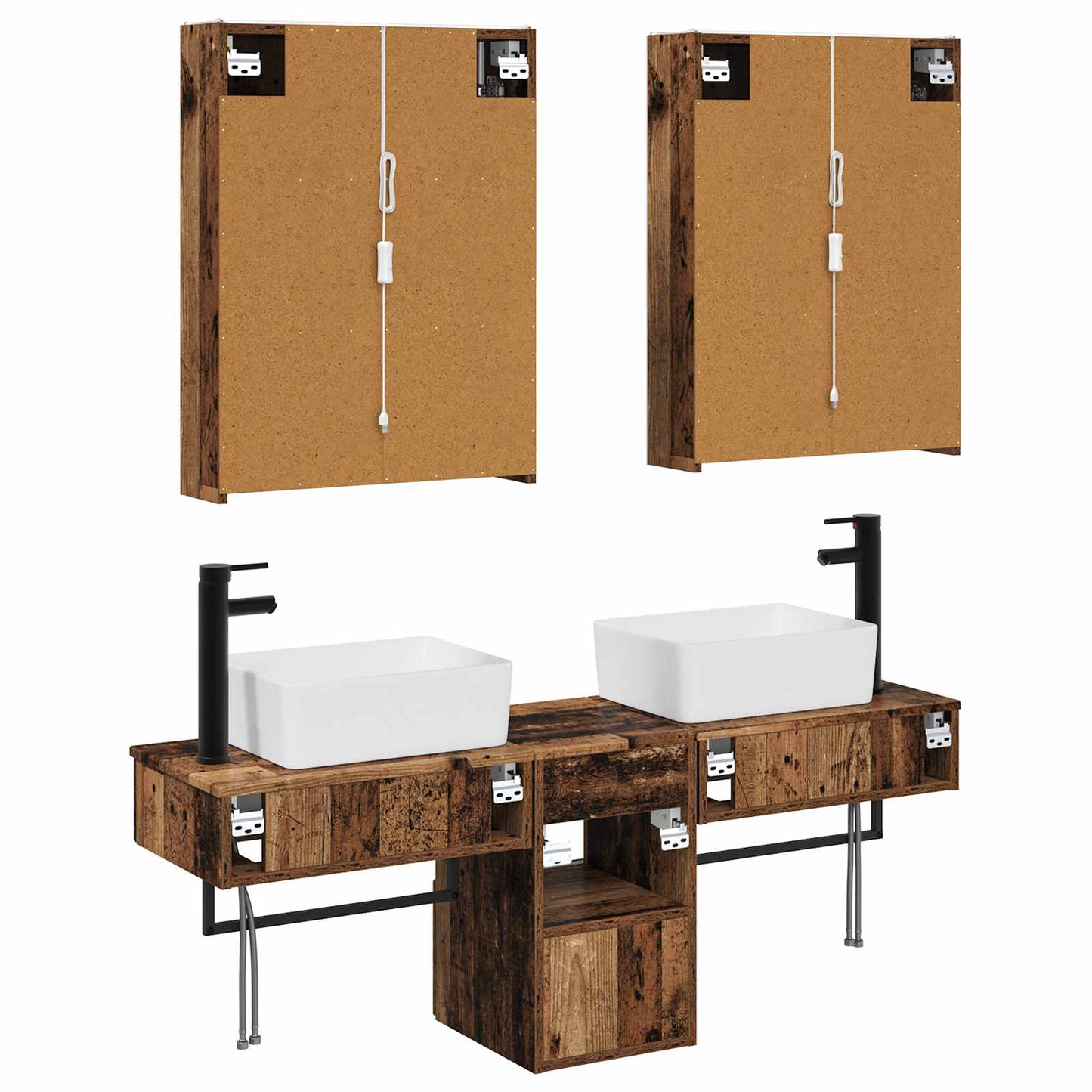 vidaXL Bathroom Cabinet Set 5 pcs Old Wood 53 x 15.5 x 70 cm