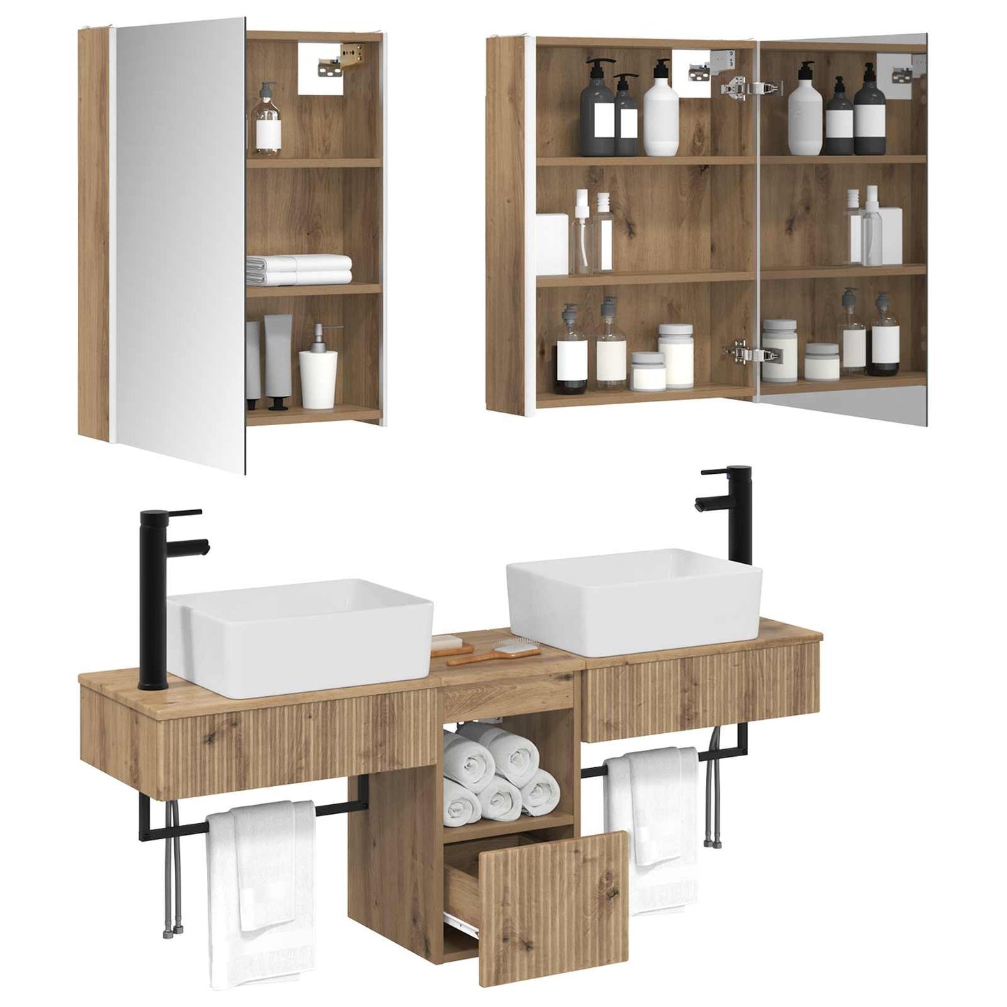 vidaXL Bathroom Cabinet Set 5 pcs Artisan Oak 53 x 15.5 x 70 cm