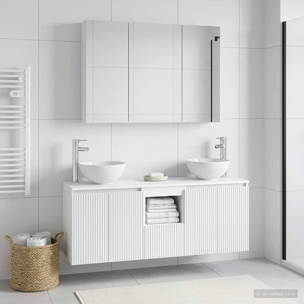 vidaXL Bathroom Cabinet Set 4 pcs White Engineered Wood