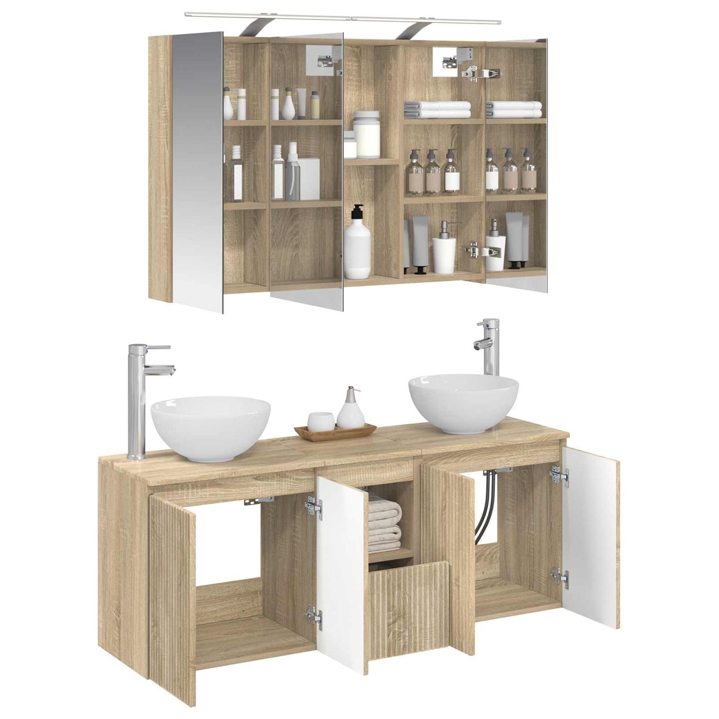 vidaXL Bathroom Cabinet Set 4 pcs Sonoma Oak 100 x 14.5 x 70 cm