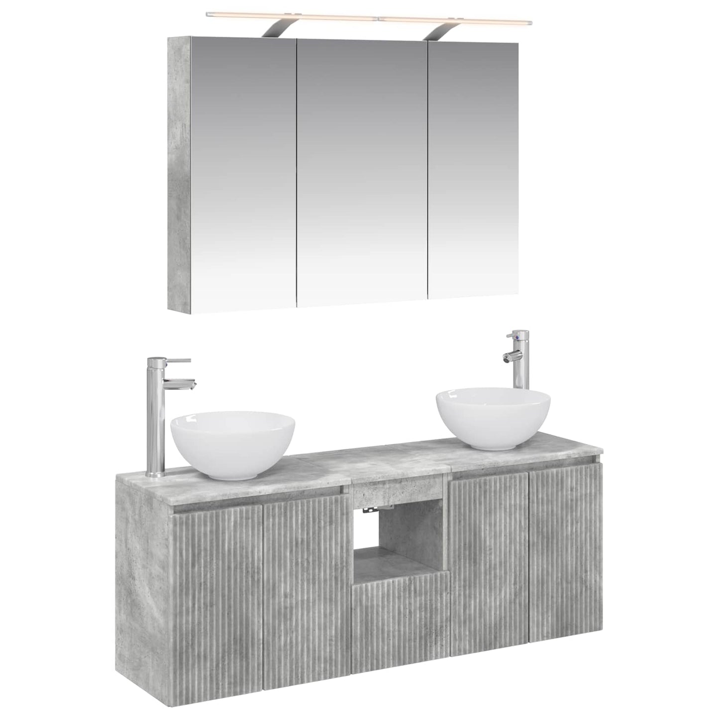vidaXL Bathroom Cabinet Set 4 pcs Concrete Grey 100 x 14.5 x 70 cm
