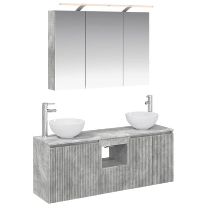 vidaXL Bathroom Cabinet Set 4 pcs Concrete Grey 100 x 14.5 x 70 cm