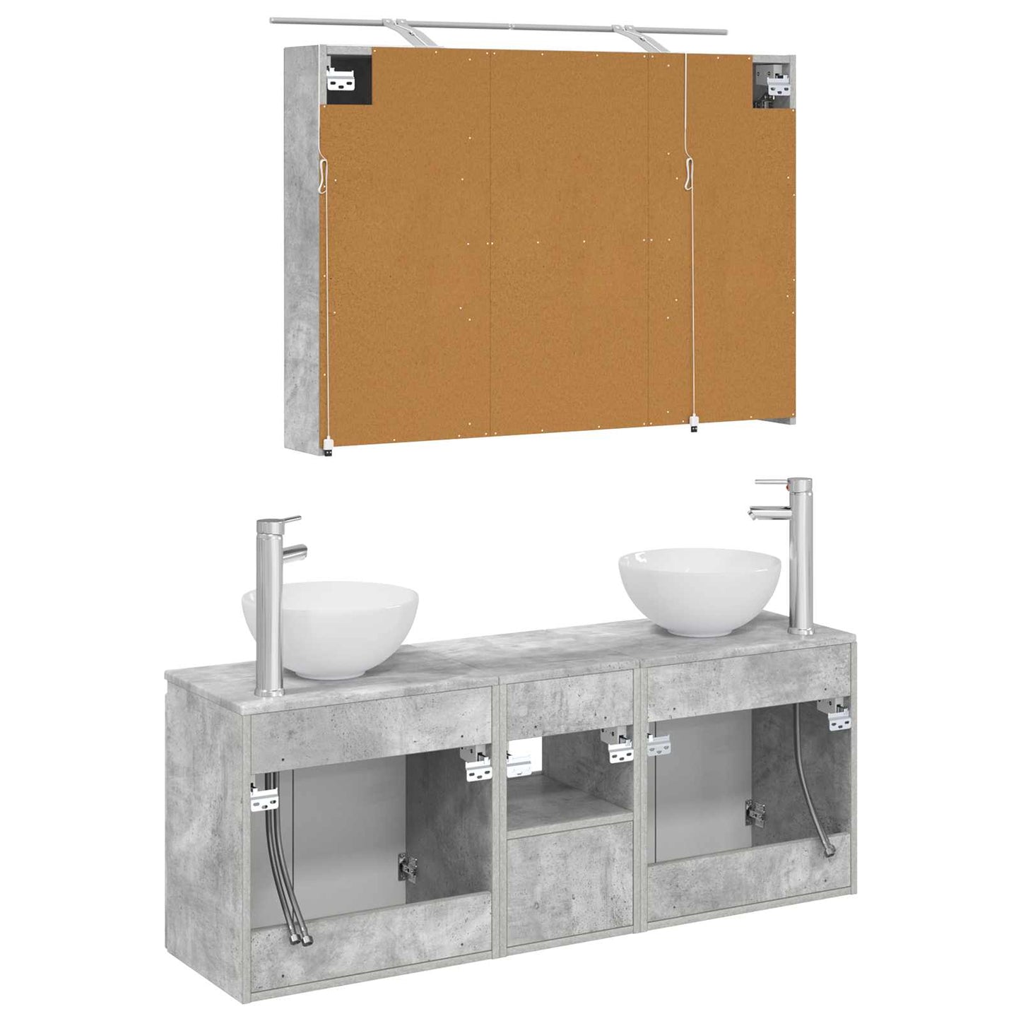 vidaXL Bathroom Cabinet Set 4 pcs Concrete Grey 100 x 14.5 x 70 cm