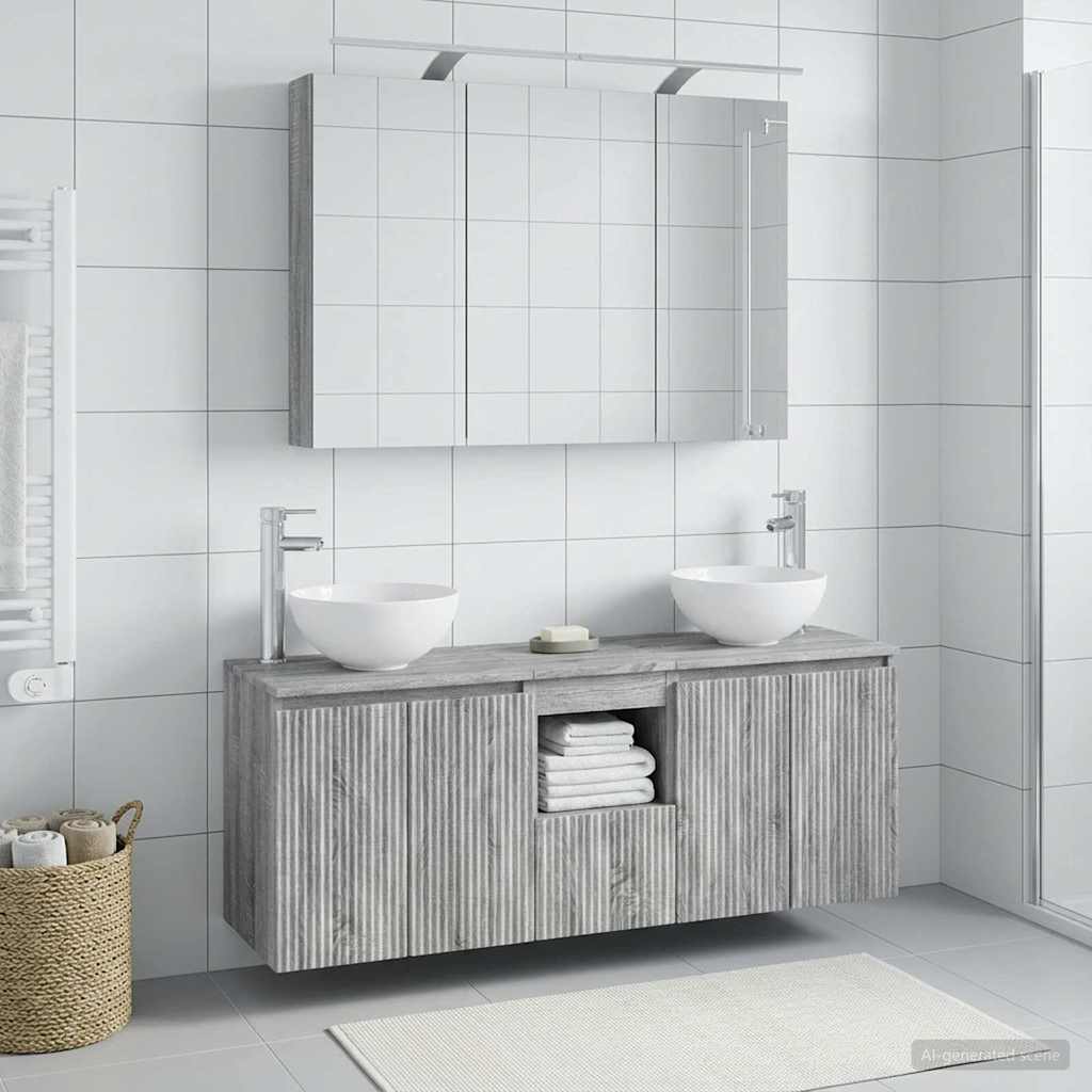 vidaXL Bathroom Cabinet Set 4 pcs Grey Sonoma Engineered Wood