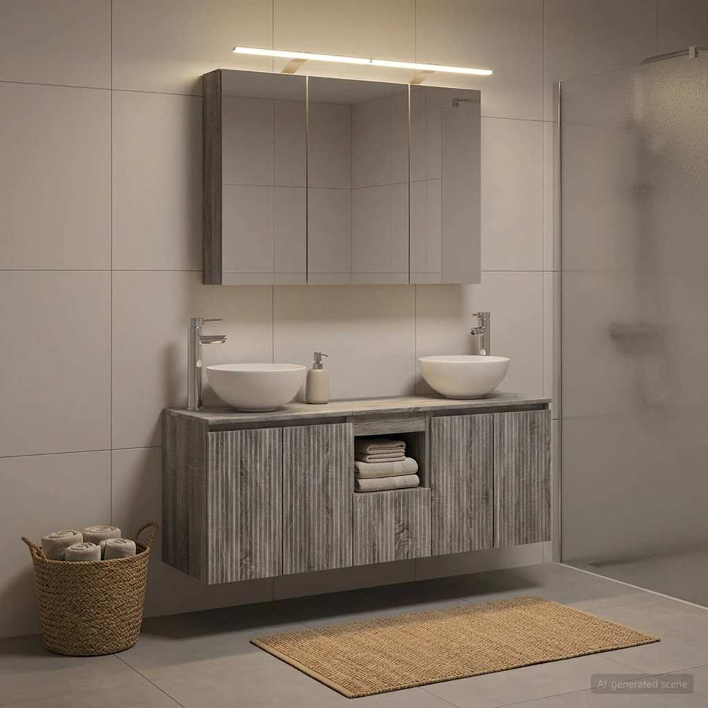 vidaXL Bathroom Cabinet Set 4 pcs Grey Sonoma Engineered Wood
