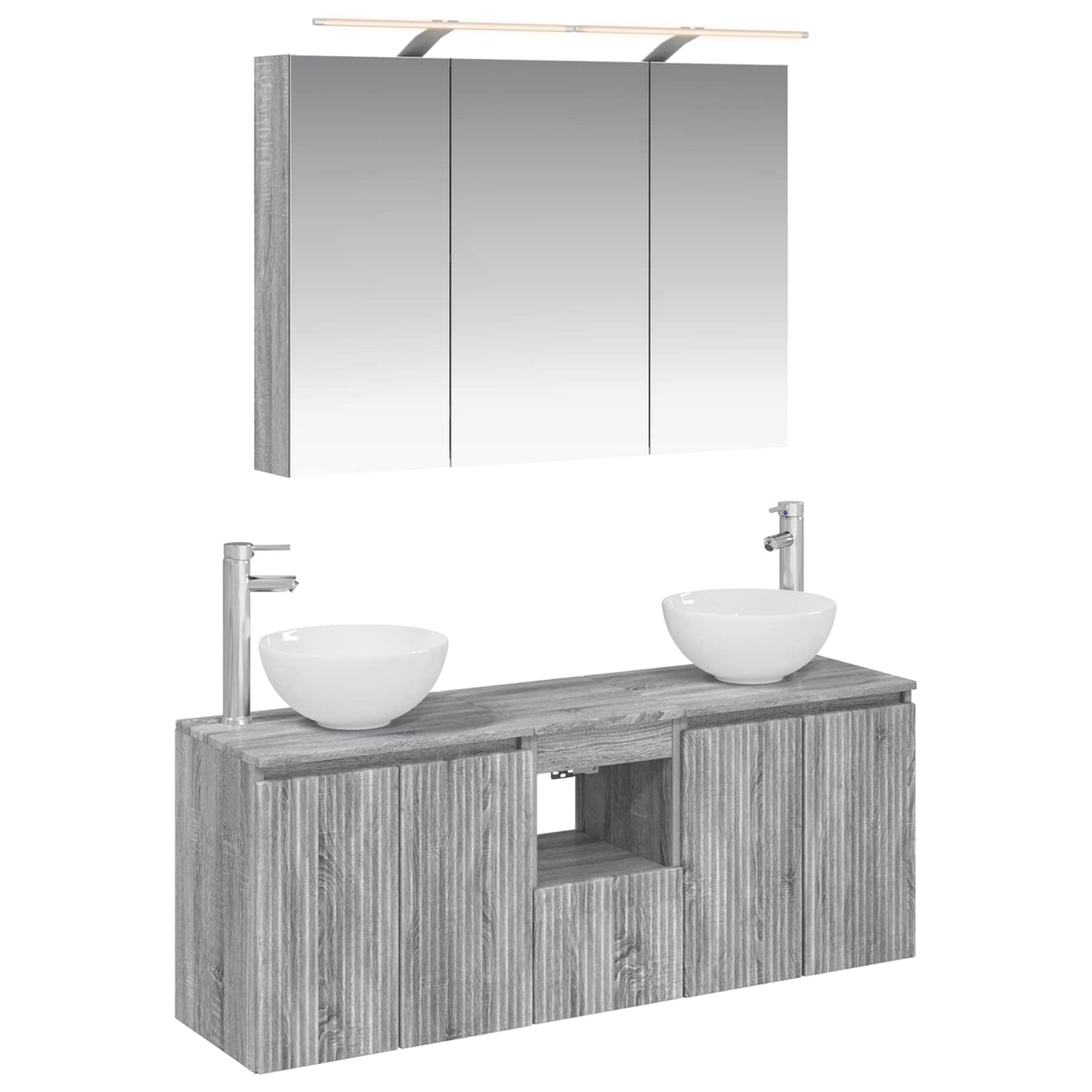 vidaXL Bathroom Cabinet Set 4 pcs Grey Sonoma 100 x 14.5 x 70 cm