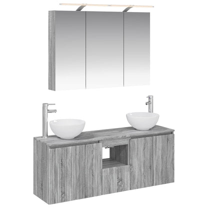 vidaXL Bathroom Cabinet Set 4 pcs Grey Sonoma 100 x 14.5 x 70 cm
