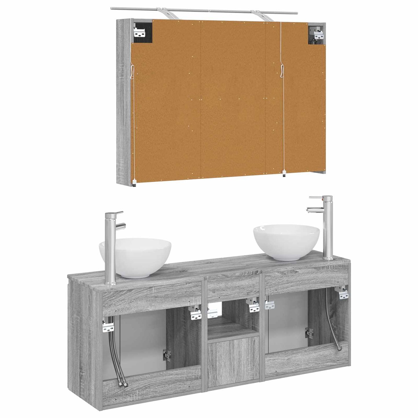 vidaXL Bathroom Cabinet Set 4 pcs Grey Sonoma 100 x 14.5 x 70 cm