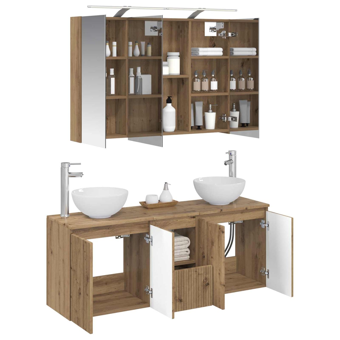 vidaXL Bathroom Cabinet Set 4 pcs Artisan Oak 100 x 14.5 x 70 cm
