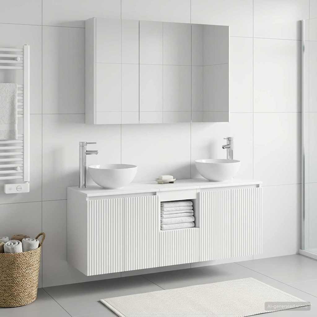 vidaXL Bathroom Cabinet Set 4 pcs White Engineered Wood