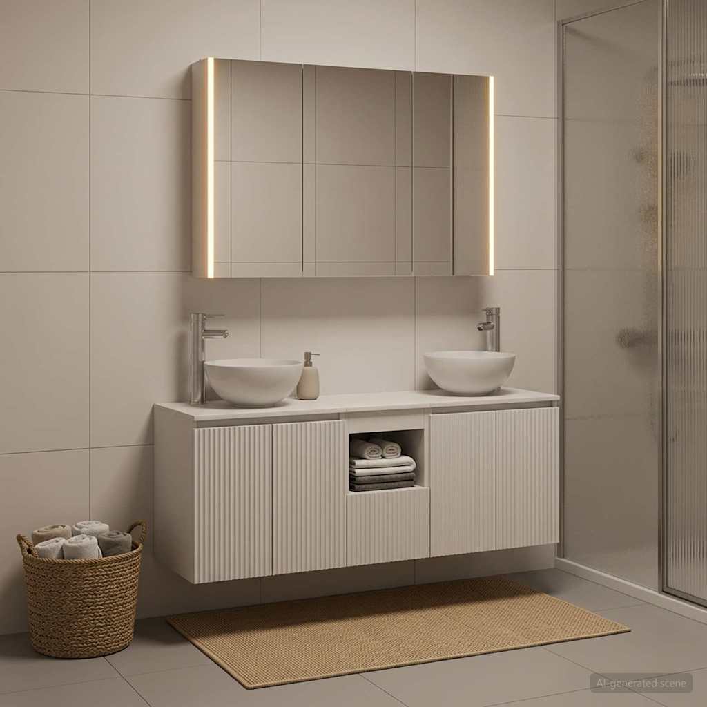 vidaXL Bathroom Cabinet Set 4 pcs White Engineered Wood