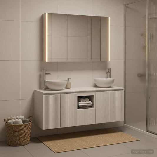 vidaXL Bathroom Cabinet Set 4 pcs White Engineered Wood
