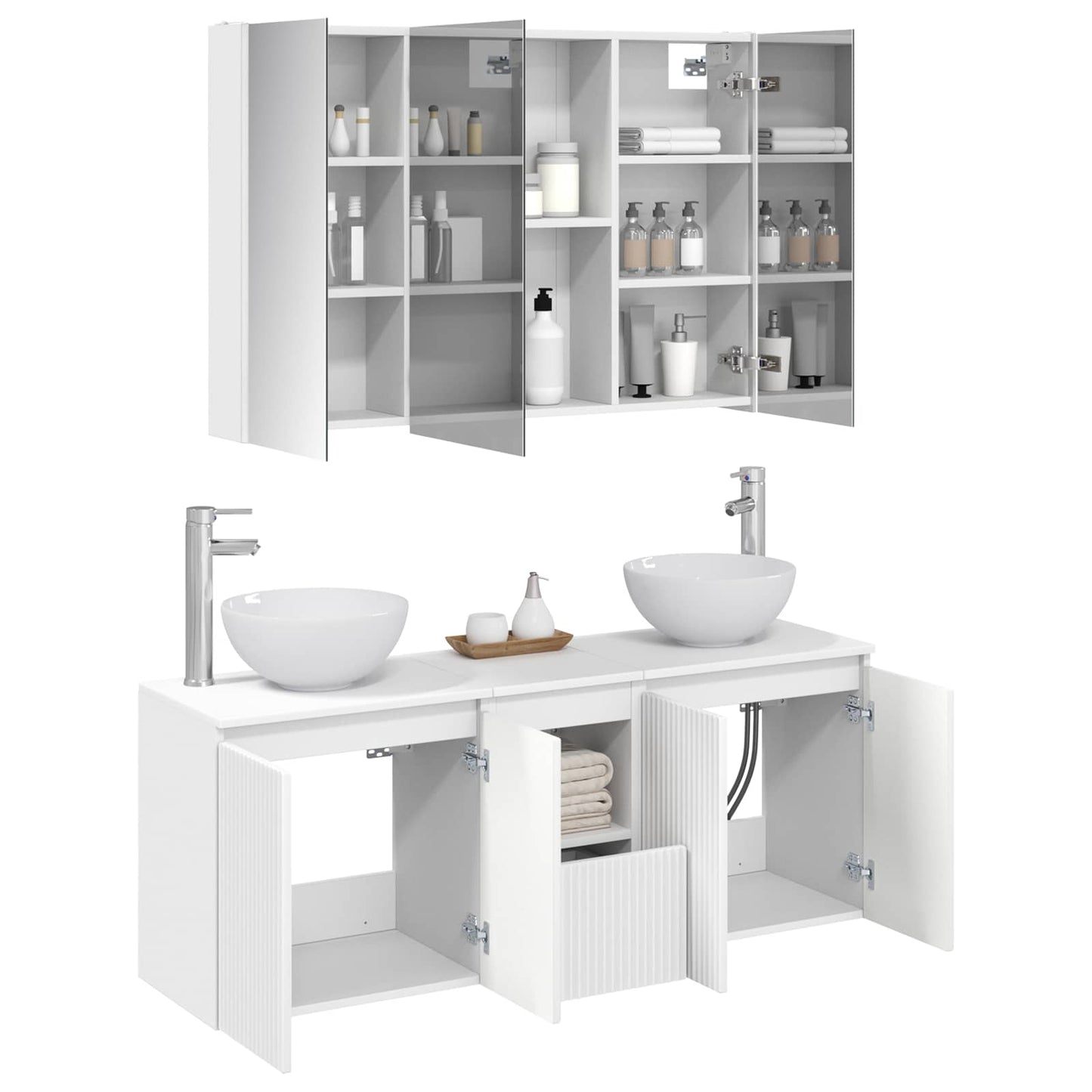 vidaXL Bathroom Cabinet Set 4 pcs White 103.5 x 15.5 x 70 cm