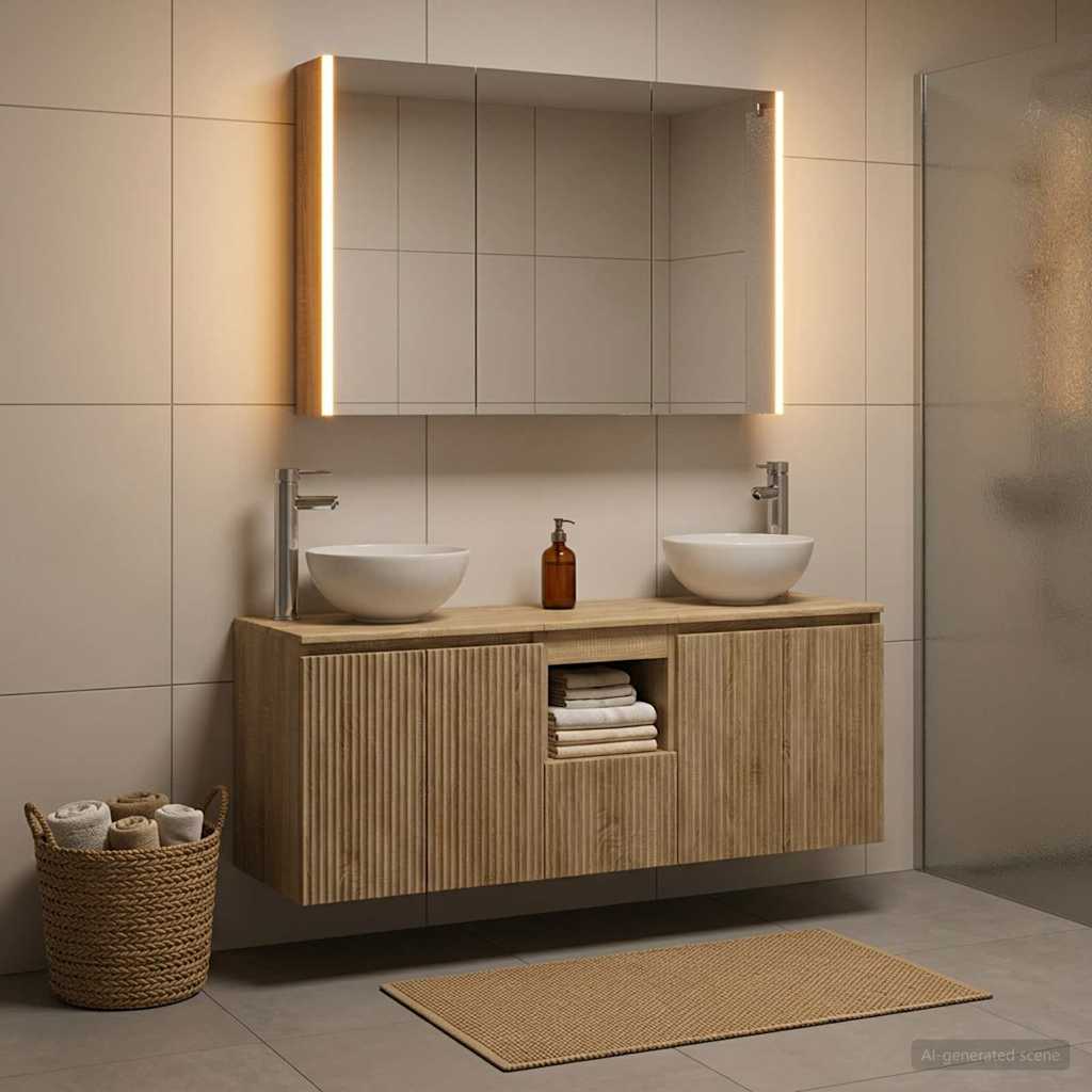 vidaXL Bathroom Cabinet Set 4 pcs Sonoma Oak Engineered Wood