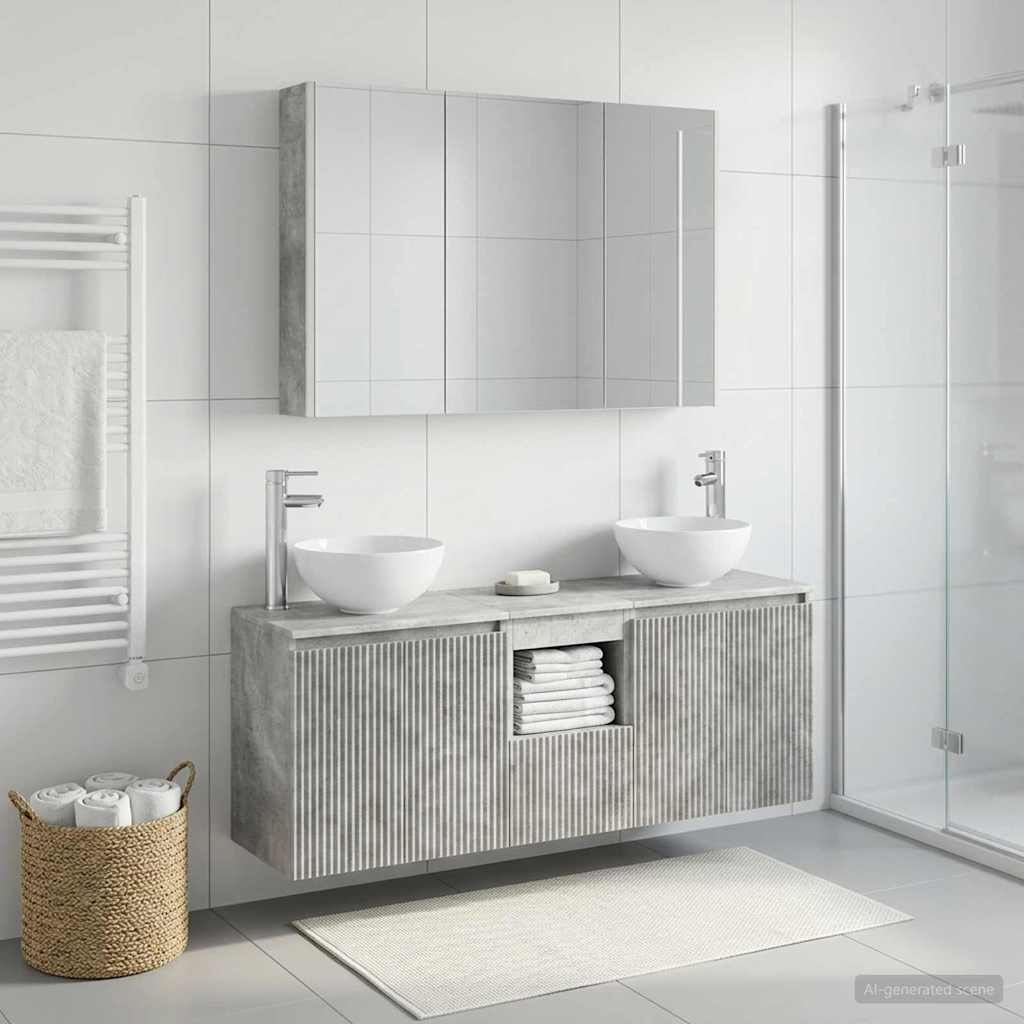 vidaXL Bathroom Cabinet Set 4 pcs Concrete Grey Engineered Wood