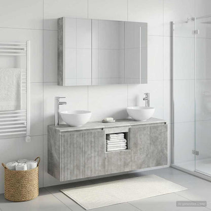 vidaXL Bathroom Cabinet Set 4 pcs Concrete Grey Engineered Wood