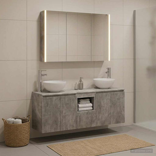vidaXL Bathroom Cabinet Set 4 pcs Concrete Grey Engineered Wood